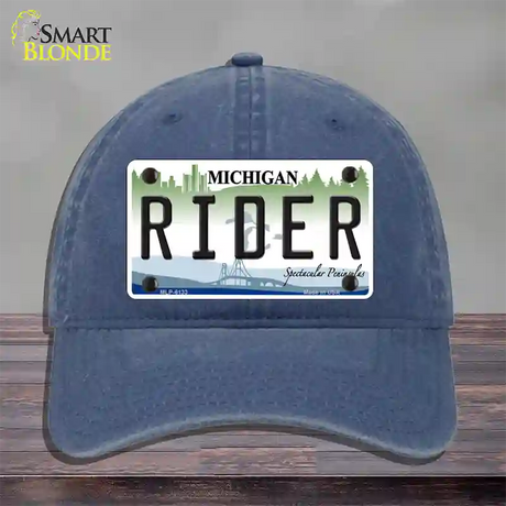 Rider Michigan Novelty License Plate Hat Unconstructed Cotton / Navy