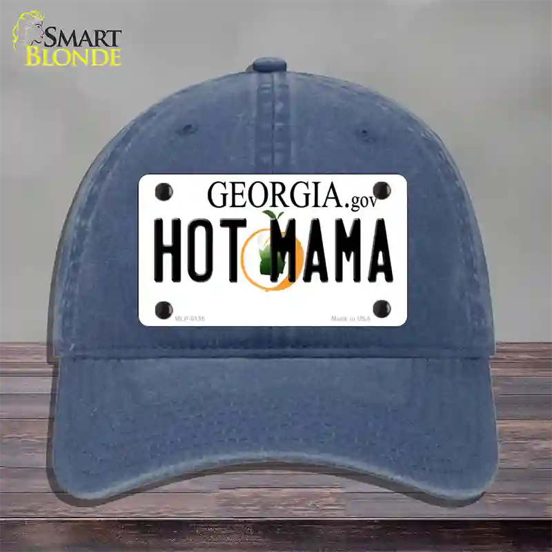 Hot Mama Georgia Novelty License Plate Hat Unconstructed Cotton / Navy