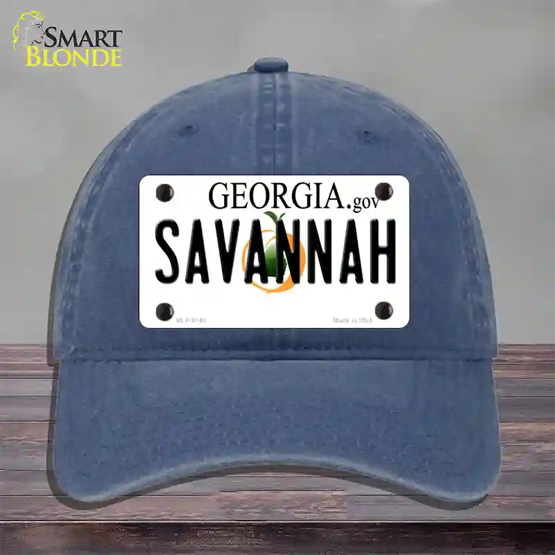 Savannah Georgia Novelty License Plate Hat Unconstructed Cotton / Navy