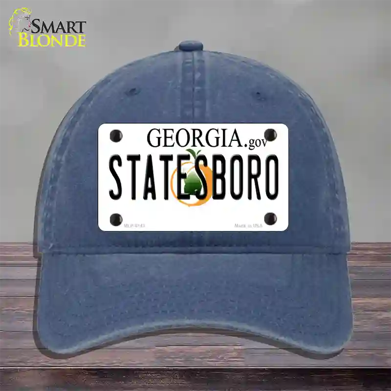 Statesboro Georgia Novelty License Plate Hat Unconstructed Cotton / Navy