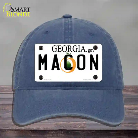 Macon Georgia Novelty License Plate Hat Unconstructed Cotton / Navy