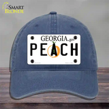 Peach Georgia Novelty License Plate Hat Unconstructed Cotton / Navy