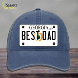 Best Dad Georgia Novelty License Plate Hat Unconstructed Cotton / Navy