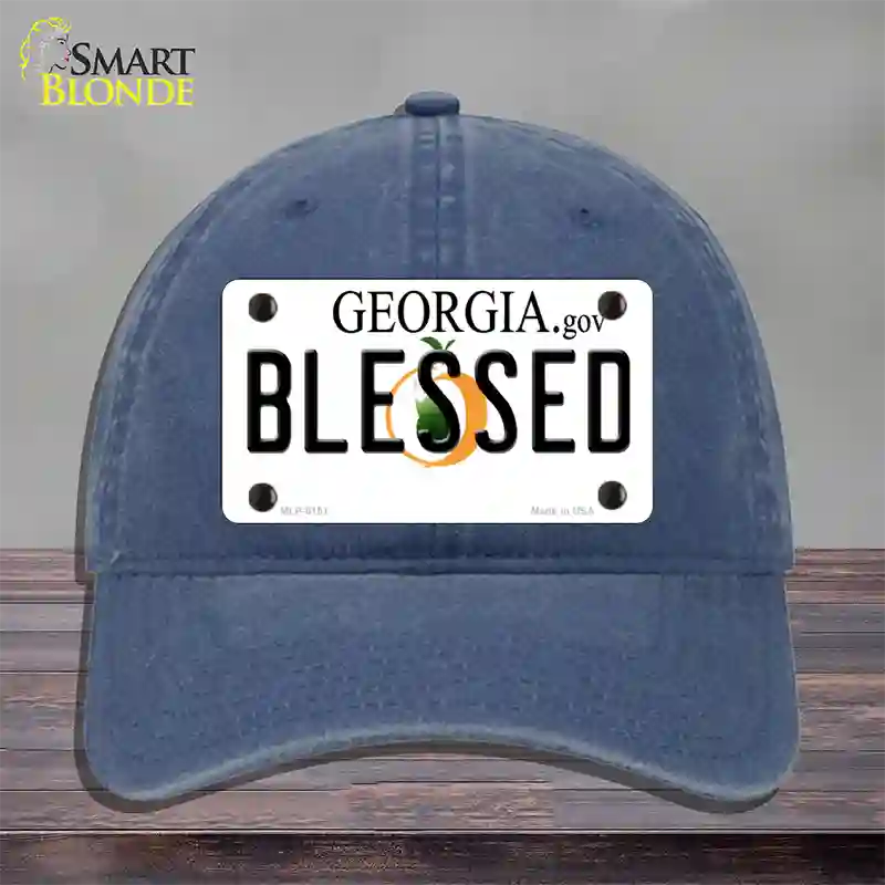 Blessed Georgia Novelty License Plate Hat Unconstructed Cotton / Navy