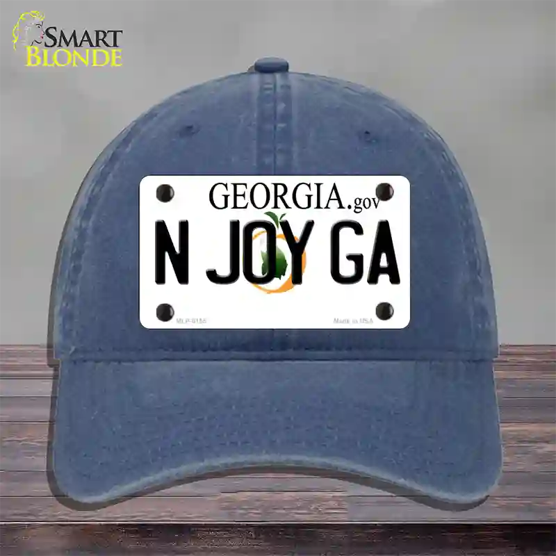 N Joy Ga Georgia Novelty License Plate Hat Unconstructed Cotton / Navy