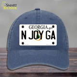 N Joy Ga Georgia Novelty License Plate Hat Unconstructed Cotton / Navy