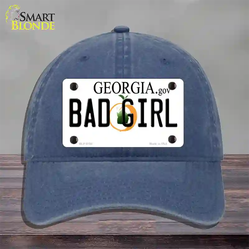 Bad Girl Georgia Novelty License Plate Hat Unconstructed Cotton / Navy