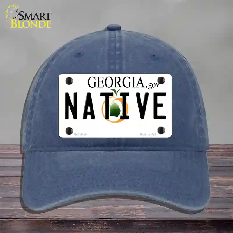 Native Georgia Novelty License Plate Hat Unconstructed Cotton / Navy