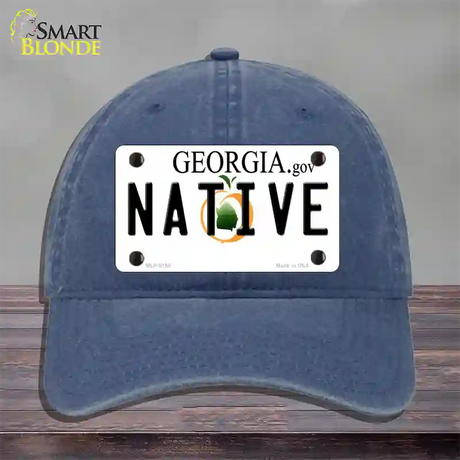 Native Georgia Novelty License Plate Hat Unconstructed Cotton / Navy