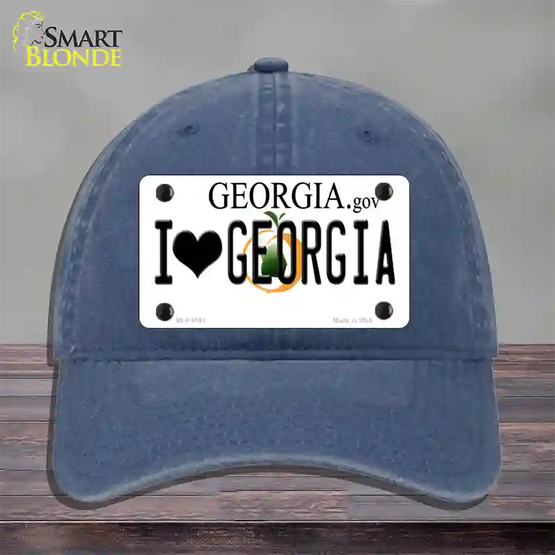 I Love Georgia Novelty License Plate Hat Unconstructed Cotton / Navy