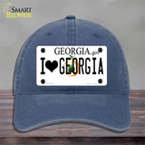 I Love Georgia Novelty License Plate Hat Unconstructed Cotton / Navy