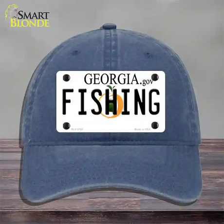 Fishing Georgia Novelty License Plate Hat Unconstructed Cotton / Navy