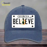 Believe Georgia Novelty License Plate Hat Unconstructed Cotton / Navy