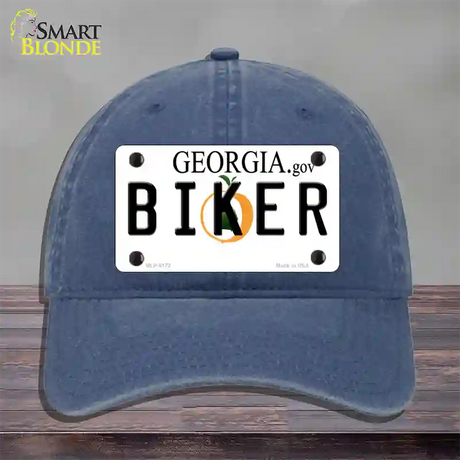 Biker Georgia Novelty License Plate Hat Unconstructed Cotton / Navy