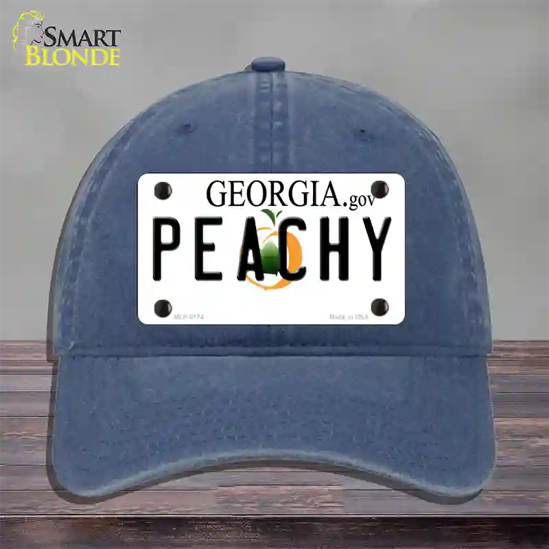 Peachy Georgia Novelty License Plate Hat Unconstructed Cotton / Navy