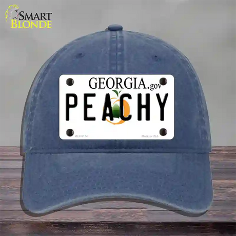 Peachy Georgia Novelty License Plate Hat Unconstructed Cotton / Navy