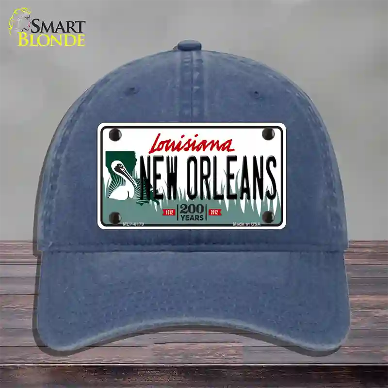 New Orleans Louisiana Novelty License Plate Hat Unconstructed Cotton / Navy