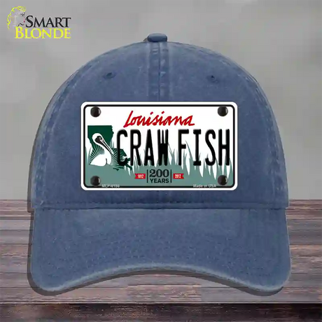 Craw Fish Louisiana Novelty License Plate Hat Unconstructed Cotton / Navy