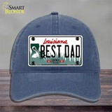 Best Dad Louisiana Novelty License Plate Hat Unconstructed Cotton / Navy