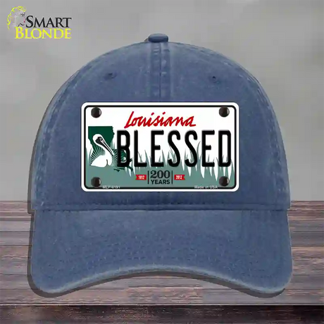 Blessed Louisiana Novelty License Plate Hat Unconstructed Cotton / Navy