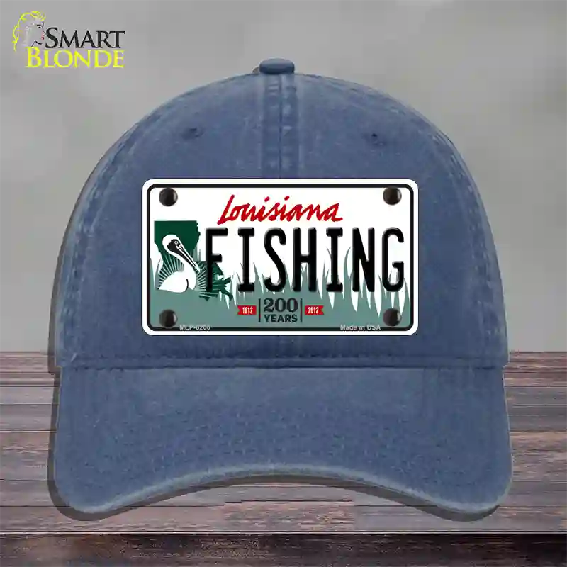 Fishing Louisiana Novelty License Plate Hat Unconstructed Cotton / Navy