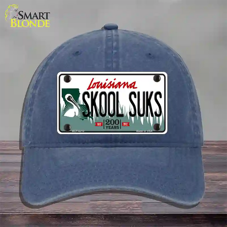 Skool Suks Louisiana Novelty License Plate Hat Unconstructed Cotton / Navy