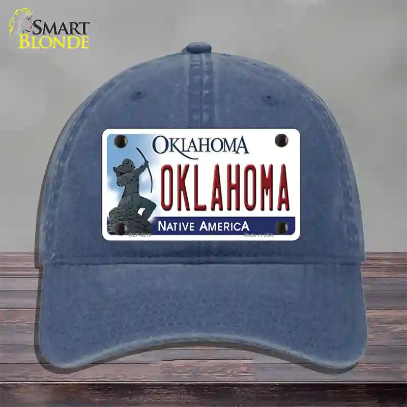 Oklahoma Novelty License Plate Hat Unconstructed Cotton / Navy