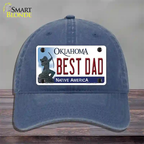 Best Dad Oklahoma Novelty License Plate Hat Unconstructed Cotton / Navy