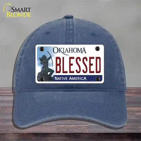 Blessed Oklahoma Novelty License Plate Hat Unconstructed Cotton / Navy