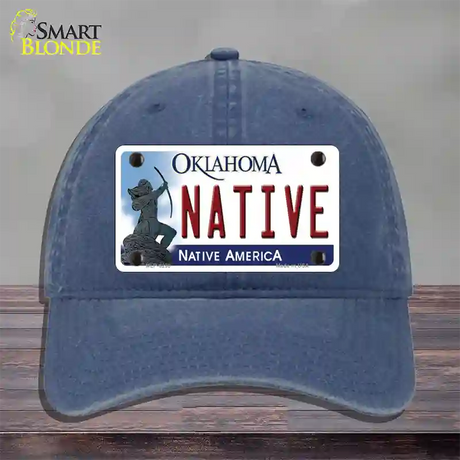 Native Oklahoma Novelty License Plate Hat Unconstructed Cotton / Navy