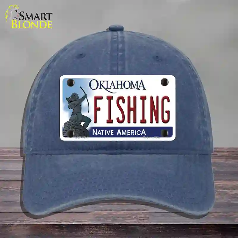 Fishing Oklahoma Novelty License Plate Hat Unconstructed Cotton / Navy