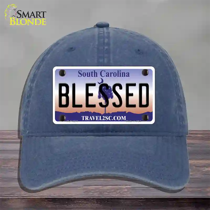 Blessed South Carolina Novelty License Plate Hat Unconstructed Cotton / Navy