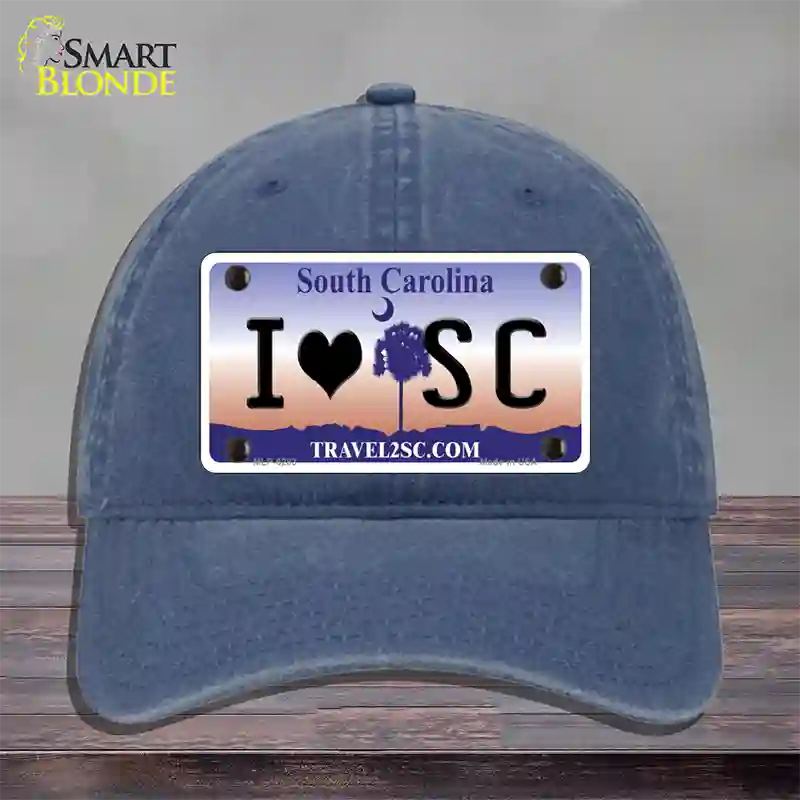 I Love South Carolina Novelty License Plate Hat Unconstructed Cotton / Navy