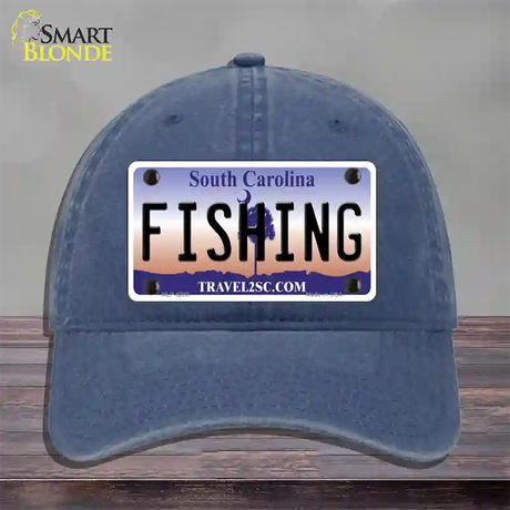 Fishing South Carolina Novelty License Plate Hat Unconstructed Cotton / Navy