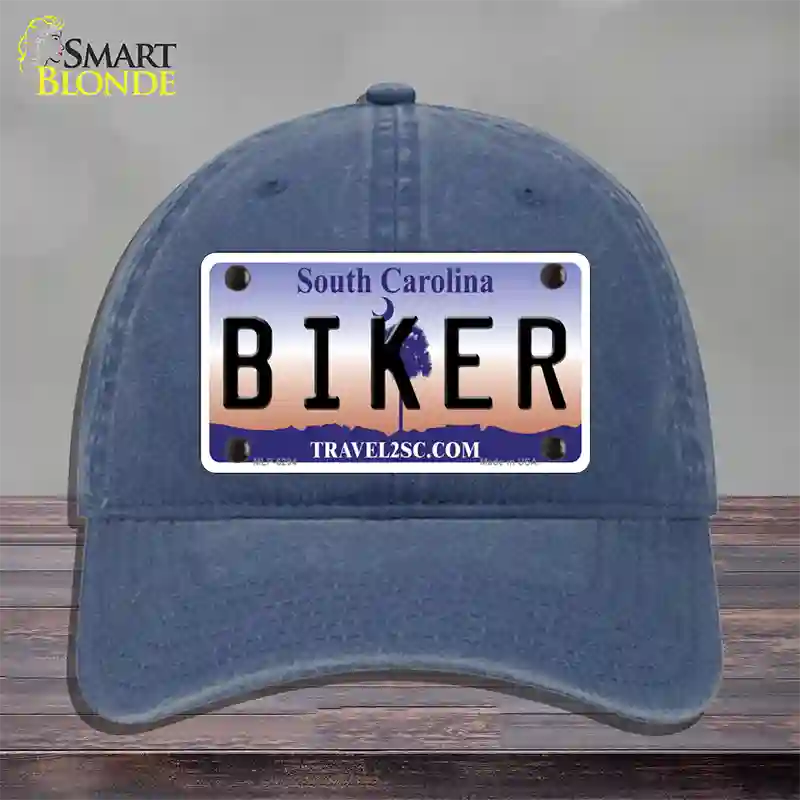 Biker South Carolina Novelty License Plate Hat Unconstructed Cotton / Navy