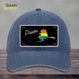 Alaska Rainbow Novelty License Plate Hat Unconstructed Cotton / Navy