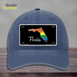 Florida Rainbow Novelty License Plate Hat Unconstructed Cotton / Navy