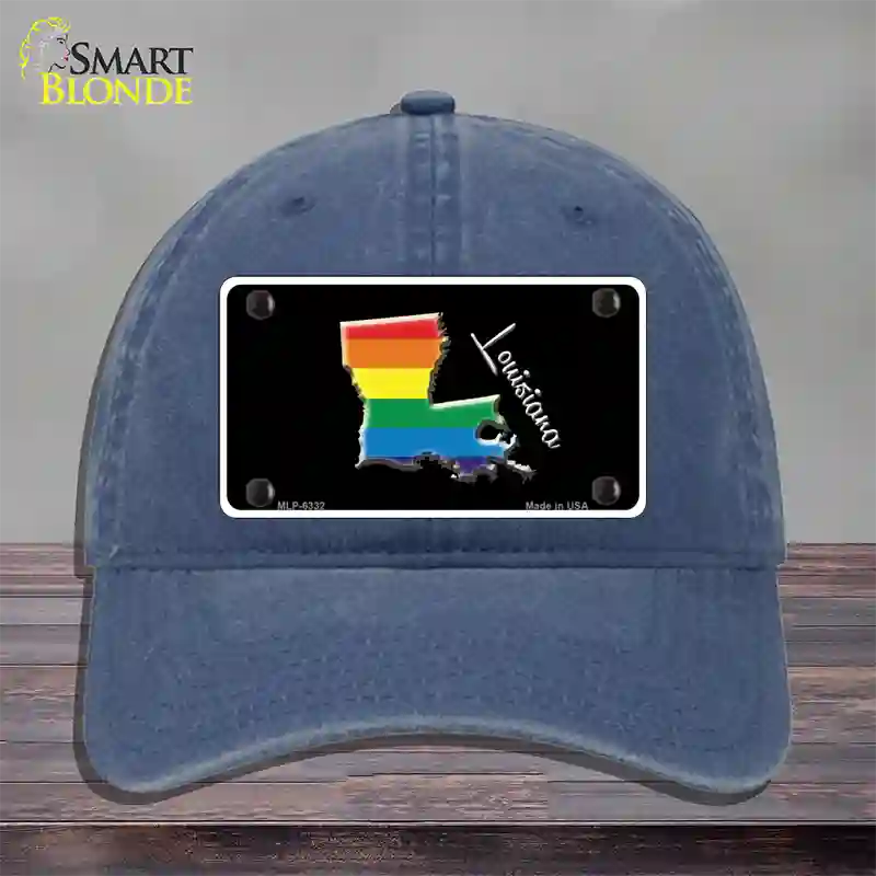 Louisiana Rainbow Novelty License Plate Hat Unconstructed Cotton / Navy