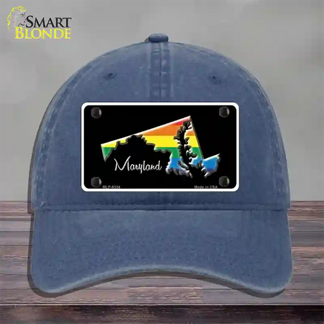 Maryland Rainbow Novelty License Plate Hat Unconstructed Cotton / Navy