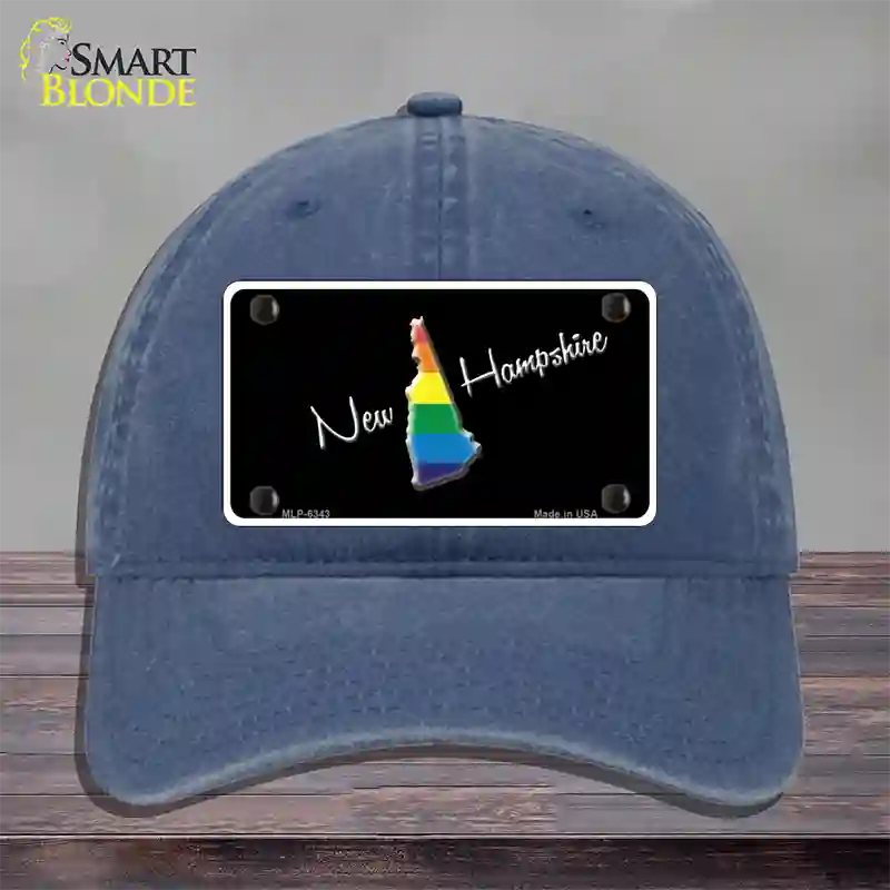 New Hampshire Rainbow Novelty License Plate Hat Unconstructed Cotton / Navy