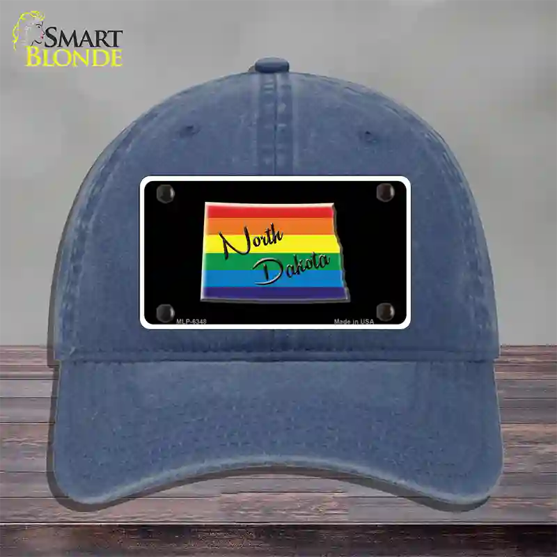 North Dakota Rainbow Novelty License Plate Hat Unconstructed Cotton / Navy