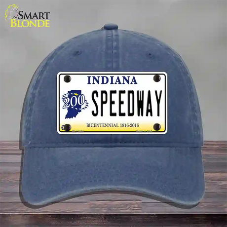 Speedway Indiana Novelty License Plate Hat Unconstructed Cotton / Navy