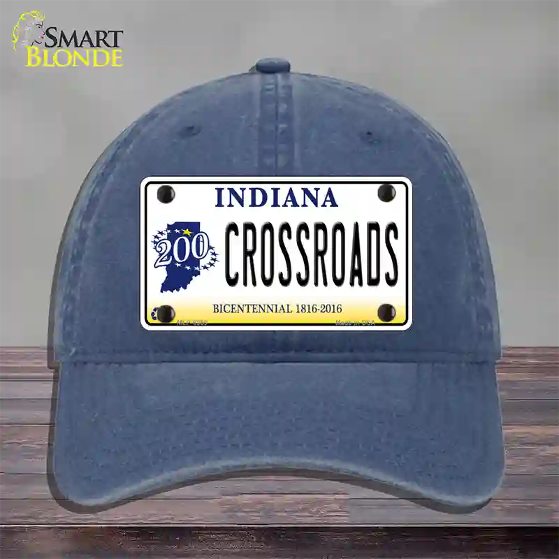 Crossroads Indiana Novelty License Plate Hat Unconstructed Cotton / Navy