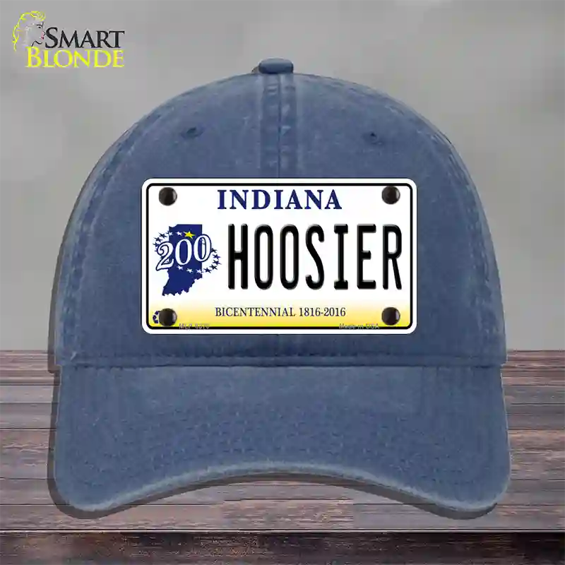 Hoosier Indiana Novelty License Plate Hat Unconstructed Cotton / Navy