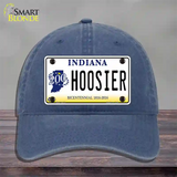 Hoosier Indiana Novelty License Plate Hat Unconstructed Cotton / Navy