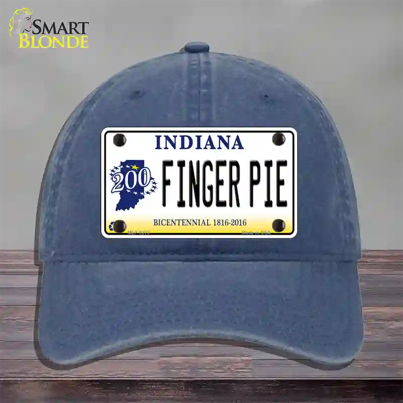 Finger Pie Indiana Novelty License Plate Hat Unconstructed Cotton / Navy