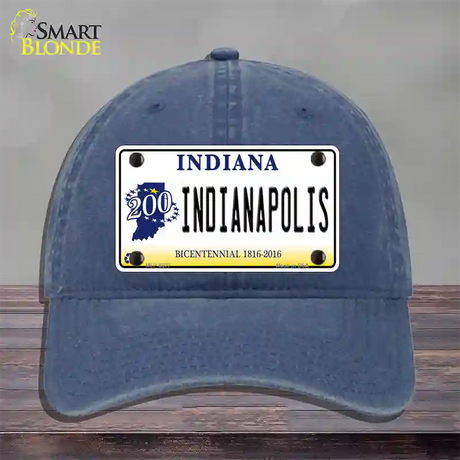 Indianapolis Indiana Novelty License Plate Hat Unconstructed Cotton / Navy