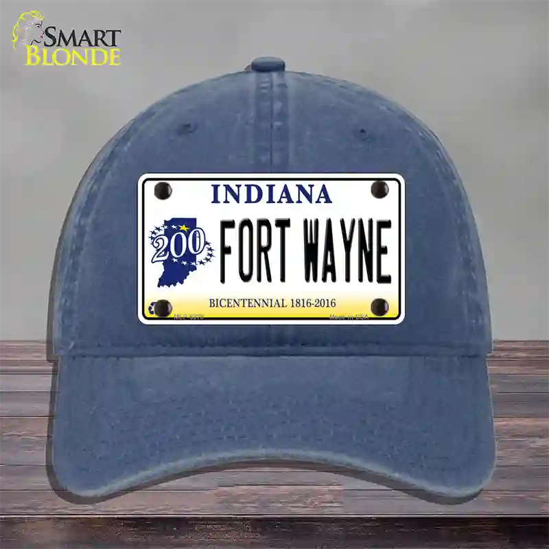 Fort Wayne Indiana Novelty License Plate Hat Unconstructed Cotton / Navy