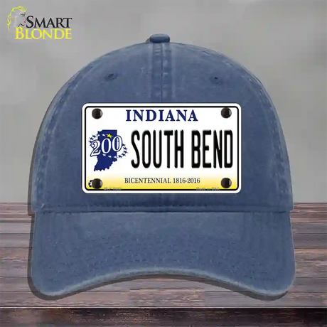 South Bend Indiana Novelty License Plate Hat Unconstructed Cotton / Navy