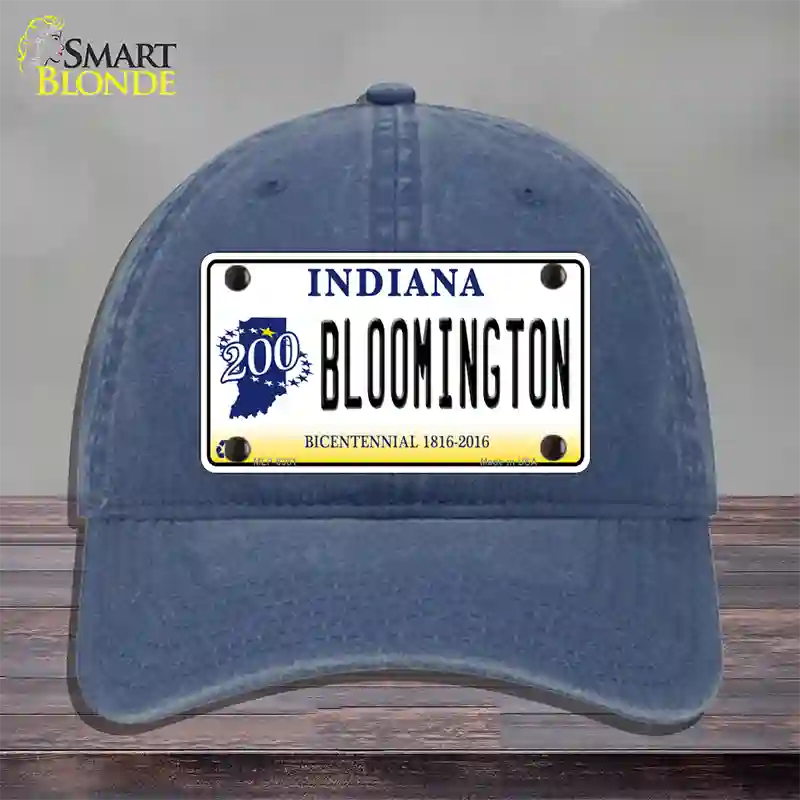 Bloomington Indiana Novelty License Plate Hat Unconstructed Cotton / Navy